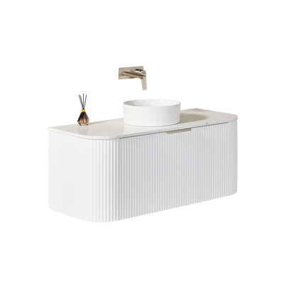 Ceto Avalon 1200mm Wall Hung Vanity Matte White (Marble Stone Top) - Sydney Home Centre