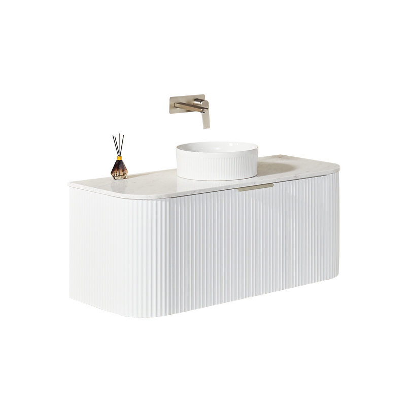 Ceto Avalon 1200mm Wall Hung Vanity Matte White (Marble Stone Top) - Sydney Home Centre