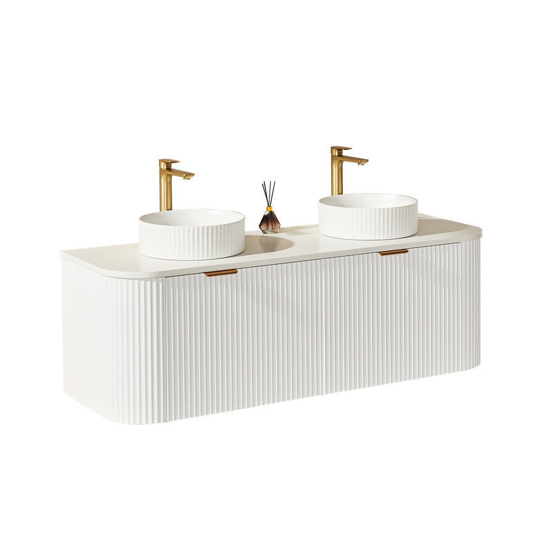 Ceto Avalon 1800mm Double Bowl Wall Hung Vanity Matte White (Cabinet Only) - Sydney Home Centre