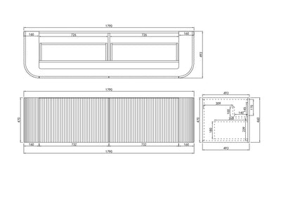 Ceto Avalon 1800mm Double Bowl Wall Hung Vanity Matte White (Cabinet Only) - Sydney Home Centre