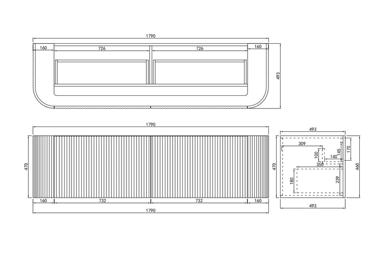 Ceto Avalon 1800mm Double Bowl Wall Hung Vanity Matte White (Cabinet Only) - Sydney Home Centre