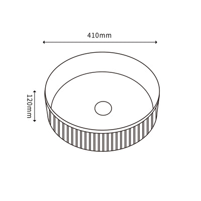 Ceto Cascade Fluted Round 410mm Above Counter Basin Non Overflow Gloss White - Sydney Home Centre