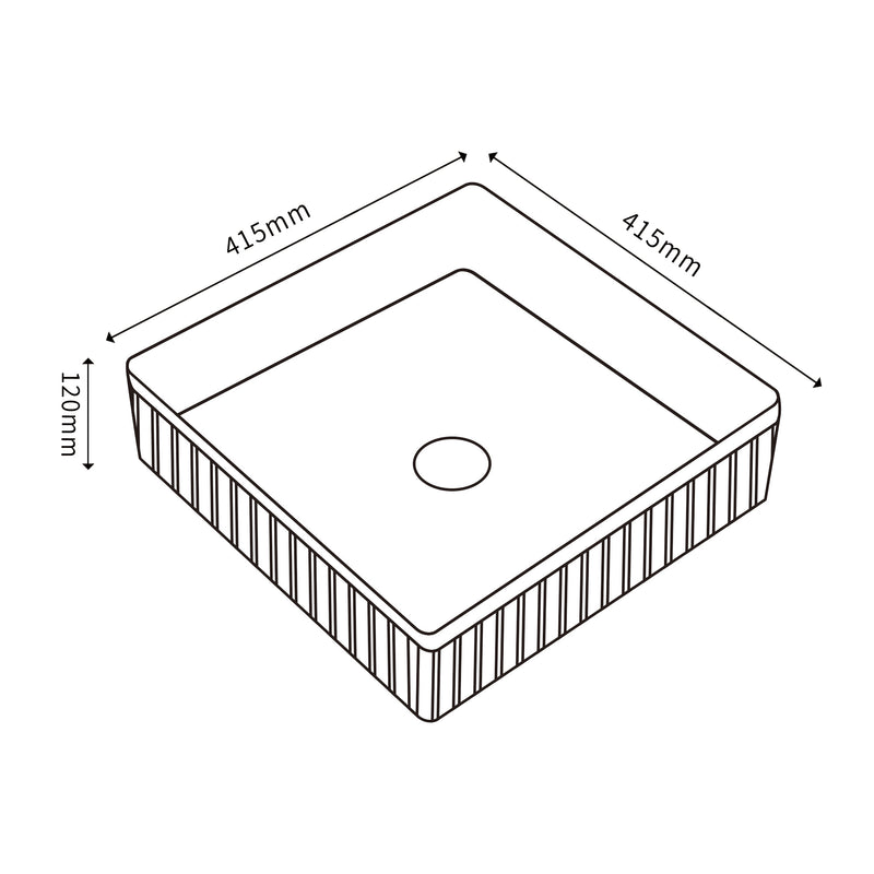 Ceto Cascade Fluted Square 415mm Above Counter Basin Non Overflow Matte Black - Sydney Home Centre