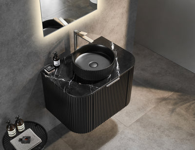 Ceto Avalon 750mm Wall Hung Vanity Matte Black (Marble Stone Top) - Sydney Home Centre