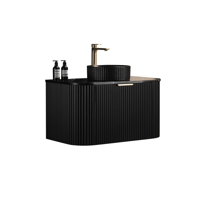 Ceto Avalon 900mm Wall Hung Vanity Matte Black (Quartz Stone Top) - Sydney Home Centre