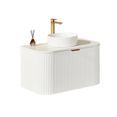 Ceto Avalon 900mm Wall Hung Vanity Matte White (Quartz Stone Top) - Sydney Home Centre