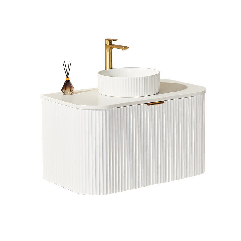 Ceto Avalon 900mm Wall Hung Vanity Matte White (Quartz Stone Top) - Sydney Home Centre