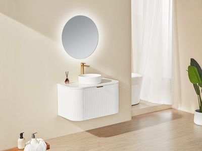 Ceto Avalon 750mm Wall Hung Vanity Matte White (Marble Stone Top) - Sydney Home Centre