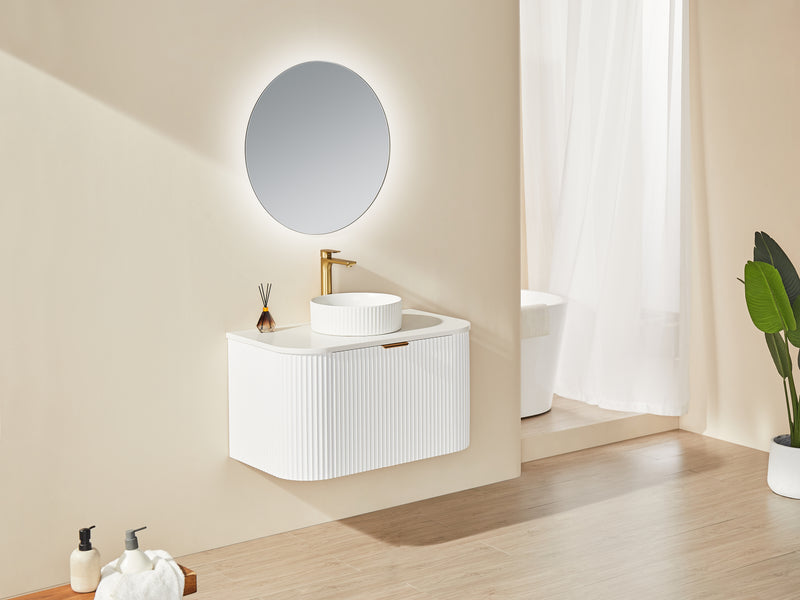 Ceto Avalon 750mm Wall Hung Vanity Matte White (Quartz Stone Top) - Sydney Home Centre