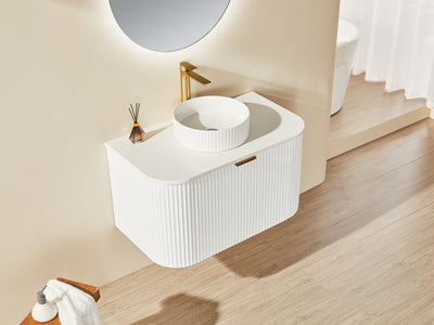 Ceto Avalon 900mm Wall Hung Vanity Matte White (Quartz Stone Top) - Sydney Home Centre