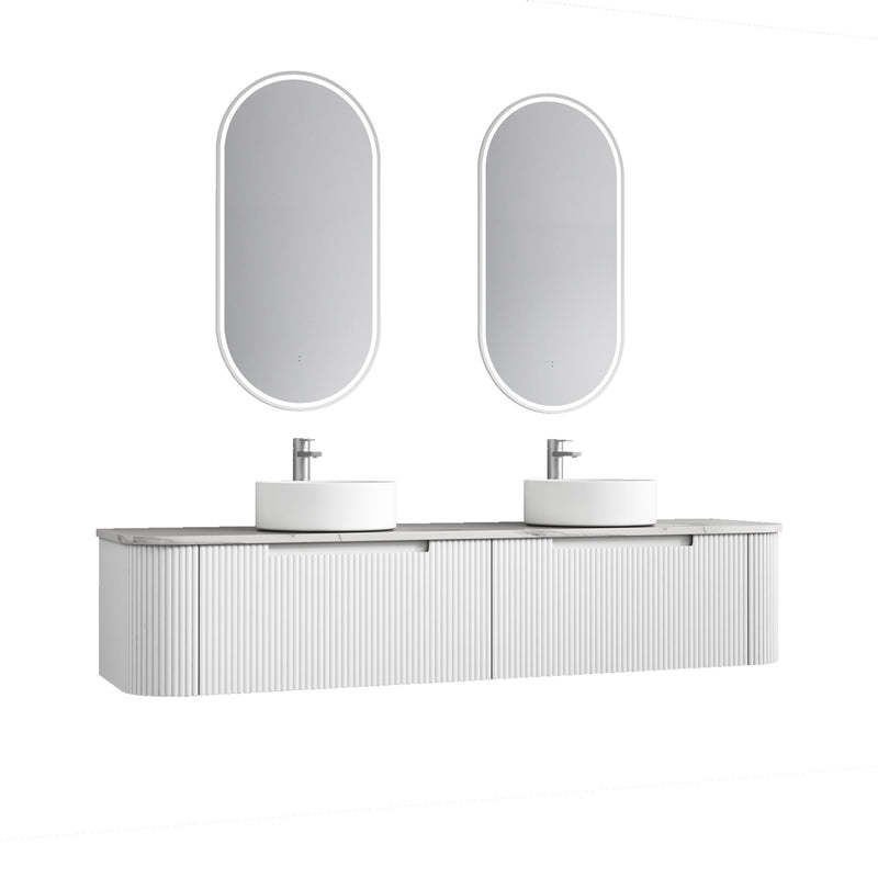 Aulic Petra Mark II 1800mm Single Bowl Wall Hung Vanity Matte White (Alpine Flat Quartz Stone Top) - Sydney Home Centre