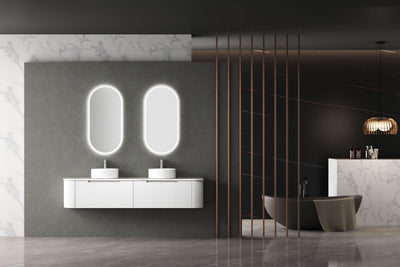 Aulic Petra Mark II 1800mm Double Bowl Wall Hung Vanity Matte White (Palis Flat Quartz Stone Top) - Sydney Home Centre