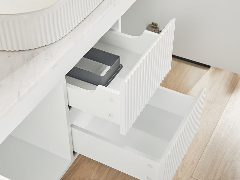 Ceto Brindabella 1200mm Middle Drawer Wall Hung Vanity Matte White (Cabinet Only) - Sydney Home Centre