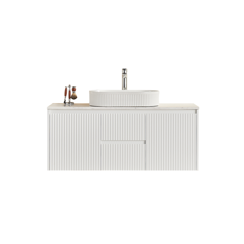 Ceto Brindabella 1200mm Middle Drawer Wall Hung Vanity Matte White (Cabinet Only) - Sydney Home Centre