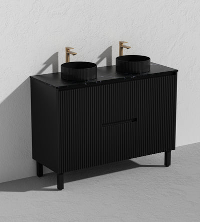 Ceto Brighton 1200mm Middle Drawer Freestanding Vanity Matte Black (Quartz Stone Top) - Sydney Home Centre