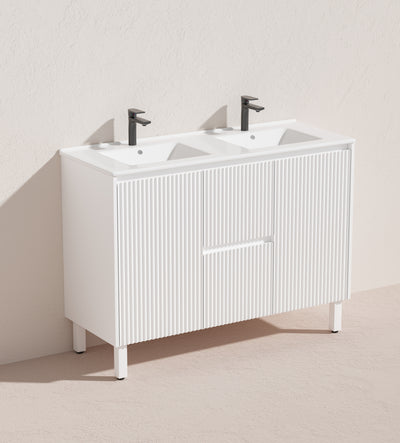 Ceto Brighton 1200mm Middle Drawer Freestanding Vanity Matte White (Cabinet Only) - Sydney Home Centre