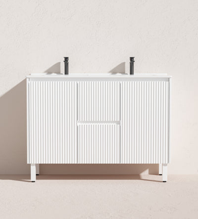 Ceto Brighton 1200mm Middle Drawer Freestanding Vanity Matte White (Ceramic Top) - Sydney Home Centre