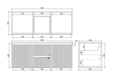 Ceto Brindabella 1200mm Middle Drawer Wall Hung Vanity Matte White (Cabinet Only) - Sydney Home Centre