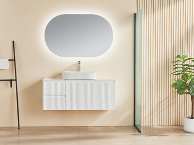 Ceto Brindabella 1200mm Left Hand Drawer Wall Hung Vanity Matte White (Cabinet Only) - Sydney Home Centre