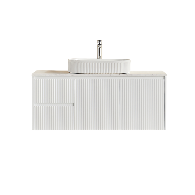 Ceto Brindabella 1200mm Left Hand Drawer Wall Hung Vanity Matte White (Cabinet Only) - Sydney Home Centre