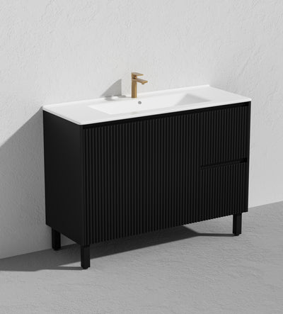 Ceto Brighton 1200mm Right Hand Drawer Freestanding Vanity Matte Black (Quartz Stone Top) - Sydney Home Centre