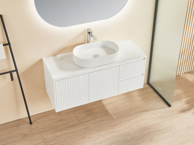 Ceto Brindabella 1200mm Right Hand Drawer Wall Hung Vanity Matte White (Cabinet Only) - Sydney Home Centre