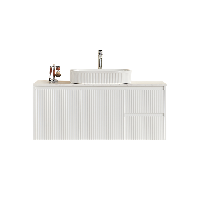 Ceto Brindabella 1200mm Right Hand Drawer Wall Hung Vanity Matte White (Cabinet Only) - Sydney Home Centre