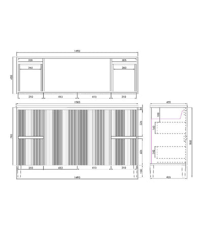 Ceto Brighton 1500mm Both Side Drawer Single Bowl Freestanding Vanity Matte White (Ceramic Top) - Sydney Home Centre