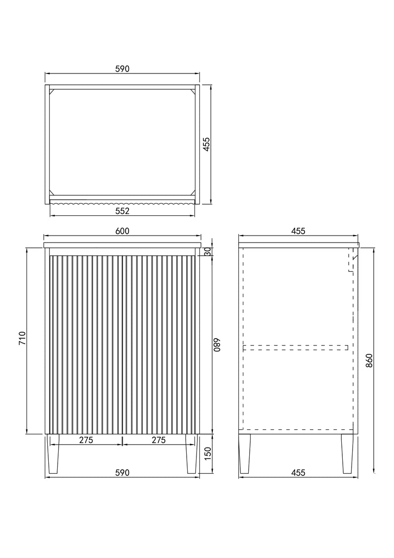 Ceto Brighton 600mm Freestanding Vanity Matte White (Cabinet Only) - Sydney Home Centre