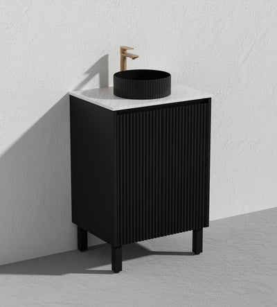 Ceto Brighton 600mm Freestanding Vanity Matte Black (Quartz Stone Top) - Sydney Home Centre