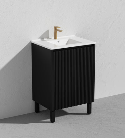 Ceto Brighton 600mm Freestanding Vanity Matte Black (Ceramic Top) - Sydney Home Centre