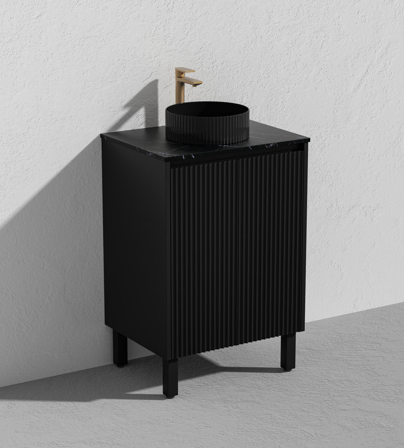 Ceto Brighton 600mm Freestanding Vanity Matte Black (Quartz Stone Top) - Sydney Home Centre