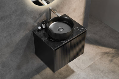 Ceto Brindabella 600mm Wall Hung Vanity Matte Black (Quartz Stone Top) - Sydney Home Centre