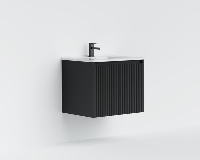 Ceto Brindabella 600mm Wall Hung Vanity Matte Black (Ceramic Top) - Sydney Home Centre