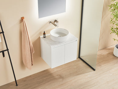 Ceto Brindabella 600mm Wall Hung Vanity Matte White (Marble Stone Top) - Sydney Home Centre