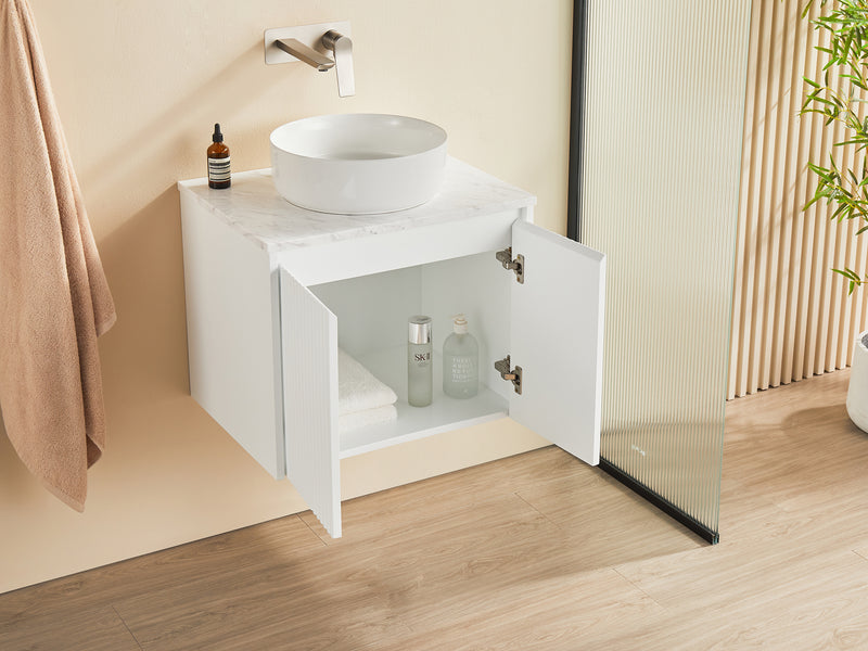 Ceto Brindabella 600mm Wall Hung Vanity Matte White (Quartz Stone Top) - Sydney Home Centre