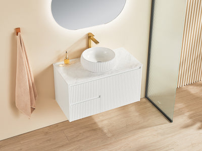 Ceto Brindabella 900mm Left Hand Drawer Wall Hung Vanity Matte White (Cabinet Only) - Sydney Home Centre