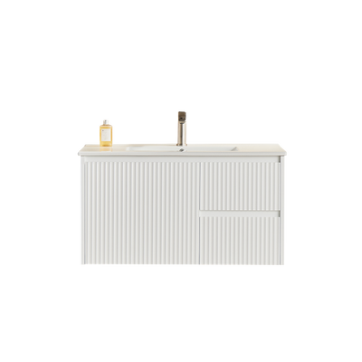 Ceto Brindabella 900mm Right Hand Drawer Wall Hung Vanity Matte White (Cabinet Only) - Sydney Home Centre