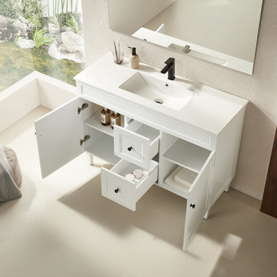 Ceto Harrington 1200mm Middle Drawer Freestanding Vanity Matte White (Ceramic Top) - Sydney Home Centre