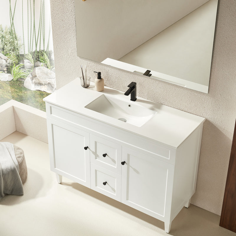 Ceto Harrington 1200mm Middle Drawer Freestanding Vanity Matte White (Ceramic Top) - Sydney Home Centre