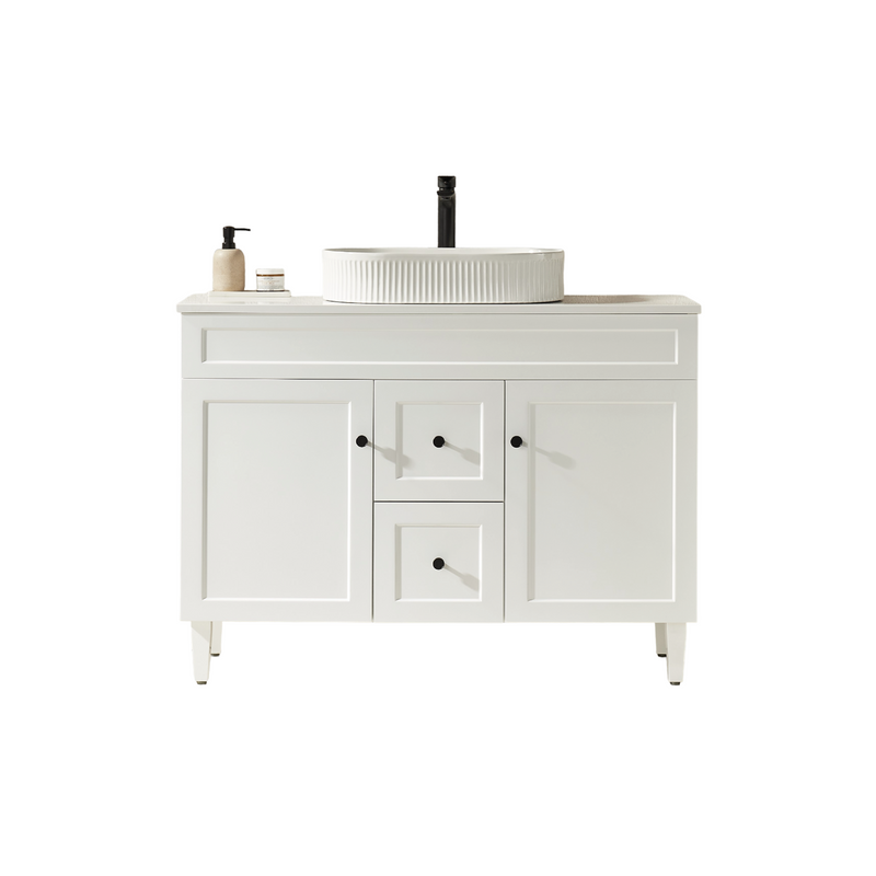 Ceto Harrington 1200mm Middle Drawer Freestanding Vanity Matte White (Cabinet Only) - Sydney Home Centre