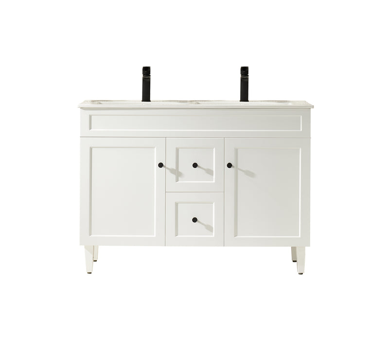 Ceto Harrington 1200mm Middle Drawer Freestanding Vanity Matte White (Ceramic Top) - Sydney Home Centre