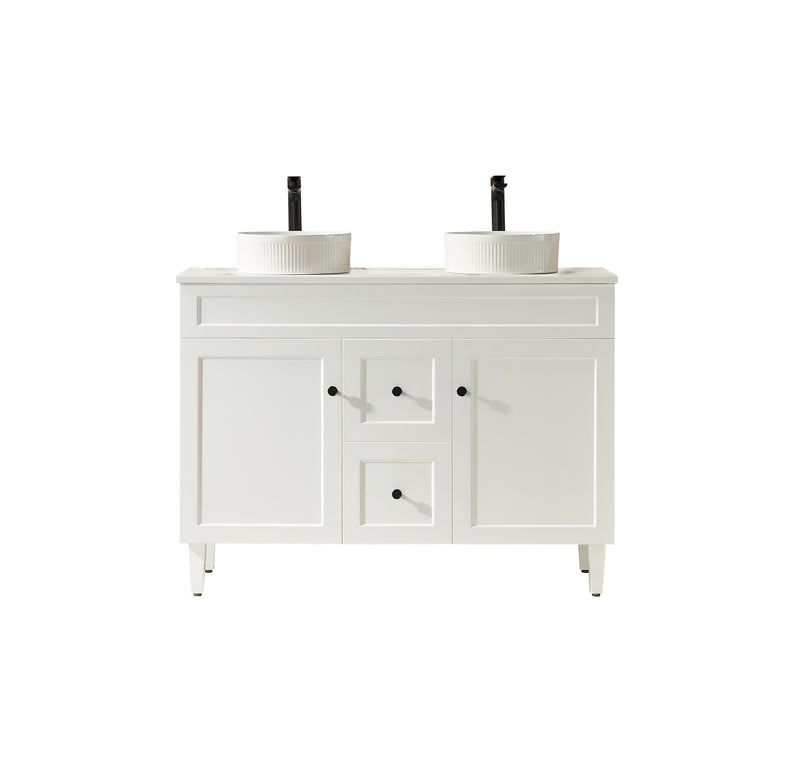 Ceto Harrington 1200mm Middle Drawer Freestanding Vanity Matte White (Quartz Stone Top) - Sydney Home Centre