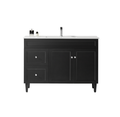 Ceto Harrington 1200mm Left Hand Drawer Freestanding Vanity Matte Black (Ceramic Top) - Sydney Home Centre