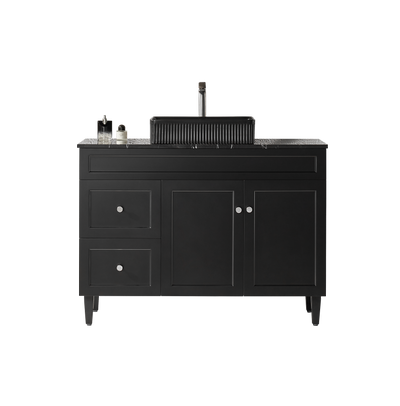 Ceto Harrington 1200mm Left Hand Drawer Freestanding Vanity Matte Black (Quartz Stone Top) - Sydney Home Centre