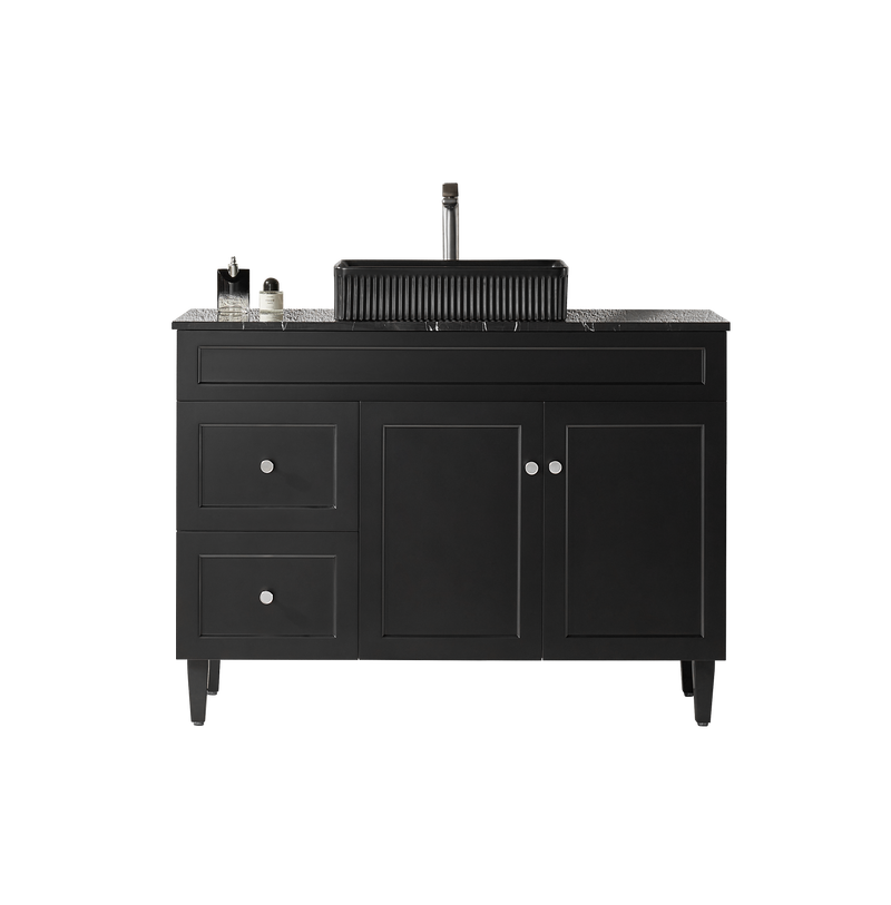 Ceto Harrington 1200mm Left Hand Drawer Freestanding Vanity Matte Black (Quartz Stone Top) - Sydney Home Centre