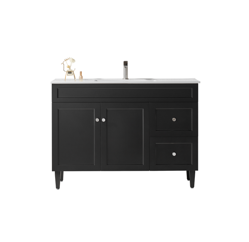 Ceto Harrington 1200mm Right Hand Drawer Freestanding Vanity Matte Black (Ceramic Top) - Sydney Home Centre