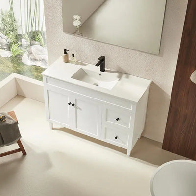 Ceto Harrington 1200mm Right Hand Drawer Freestanding Vanity Matte White (Ceramic Top) - Sydney Home Centre