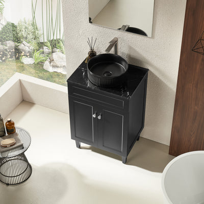 Ceto Harrington 600mm Freestanding Vanity Matte Black (Quartz Stone Top) - Sydney Home Centre