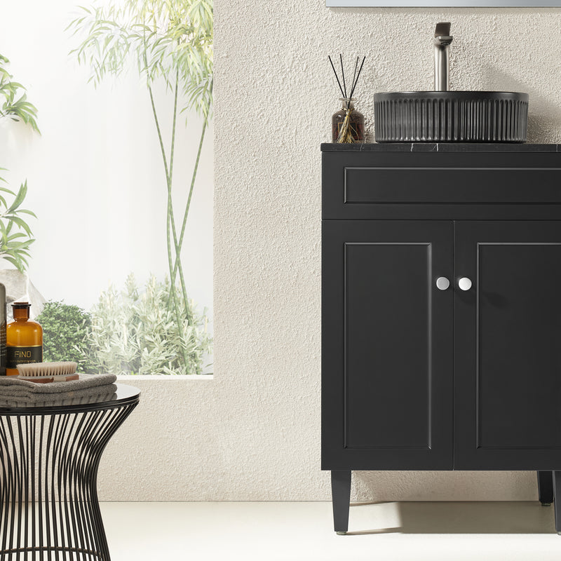 Ceto Harrington 600mm Freestanding Vanity Matte Black (Quartz Stone Top) - Sydney Home Centre